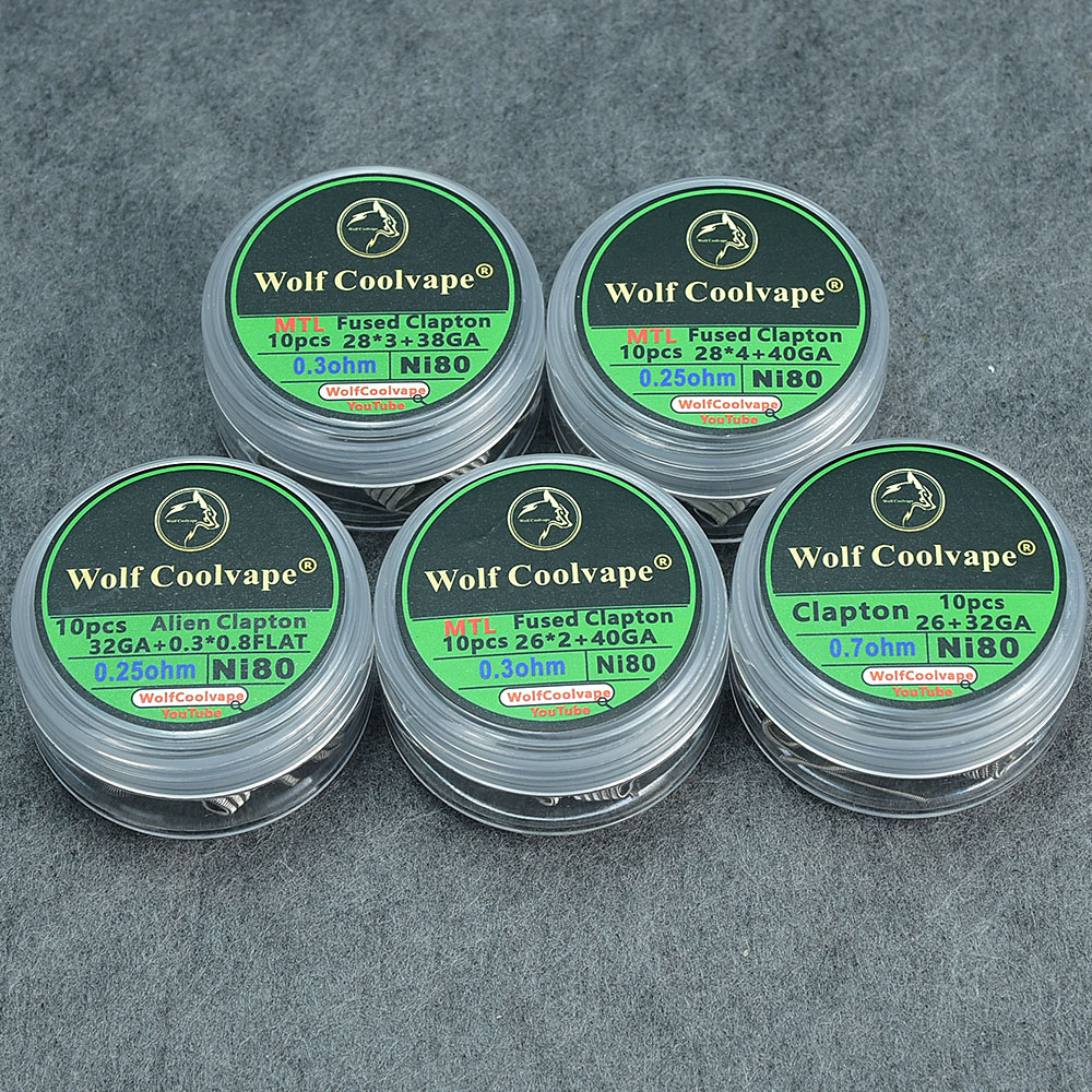 10pcs NI80/SS316L/A1 mtl Alien - Clapton Wire Pre Built のレビューと価格