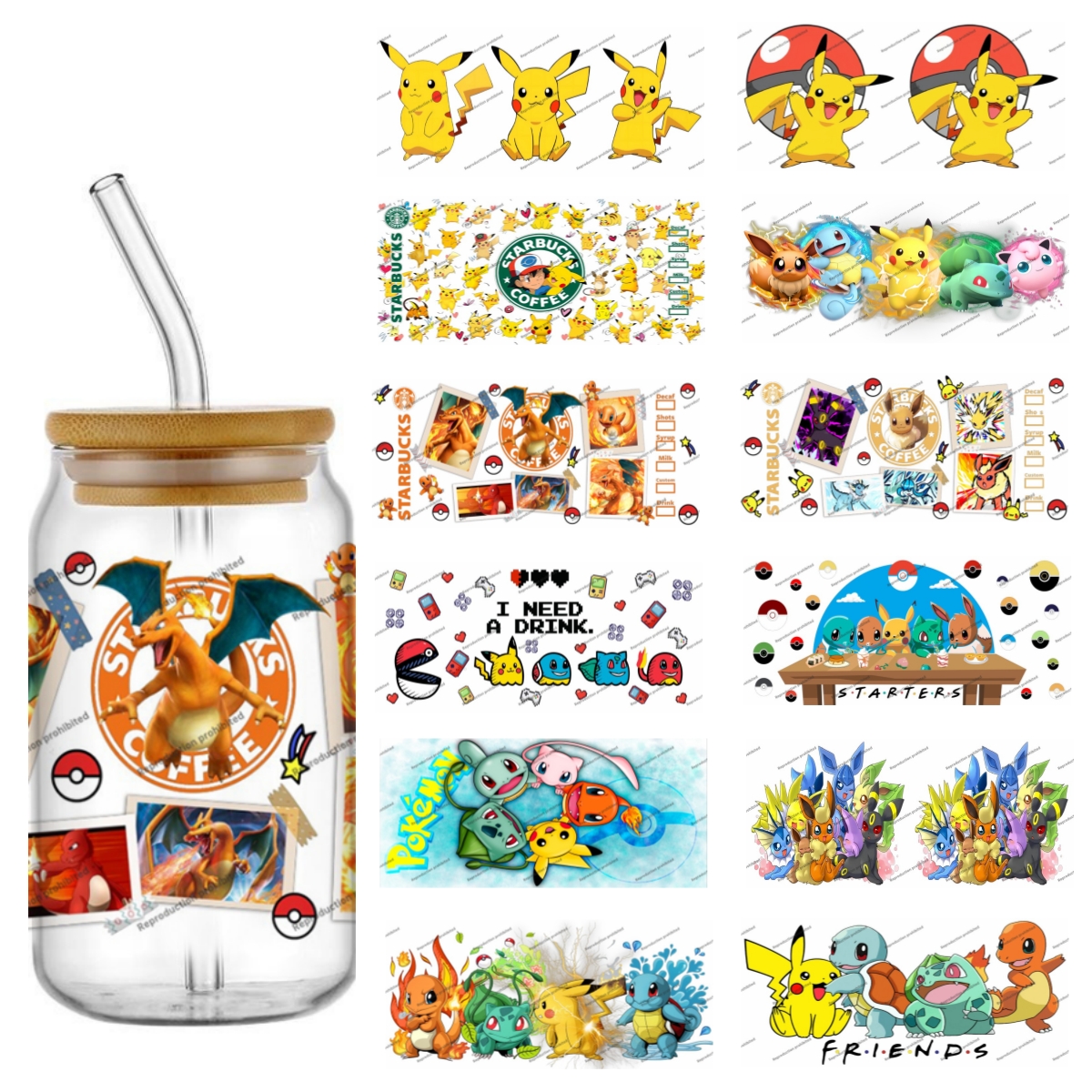 Pokemon pattern UV DTF cup wra - Rdta Tank Glass のレビューと価格