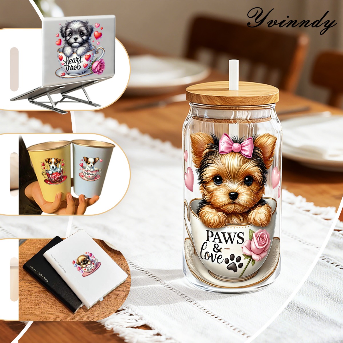 5Pcs/Set Valentines Puppy 16OZ - Rdta Tank Glass のレビューと価格