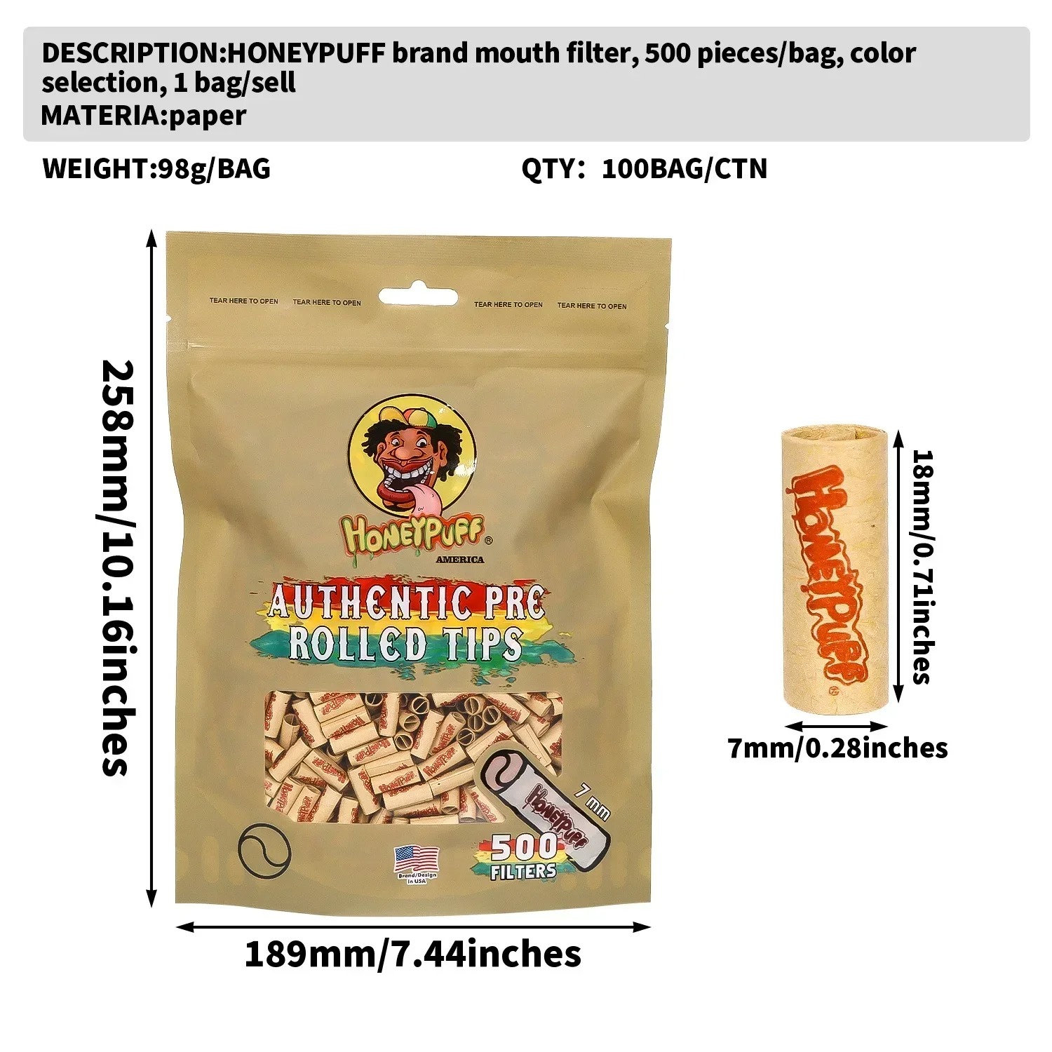 500Pcs/Lot Natural Unrefined P - Smoking & Vaping Accessories のレビューと価格