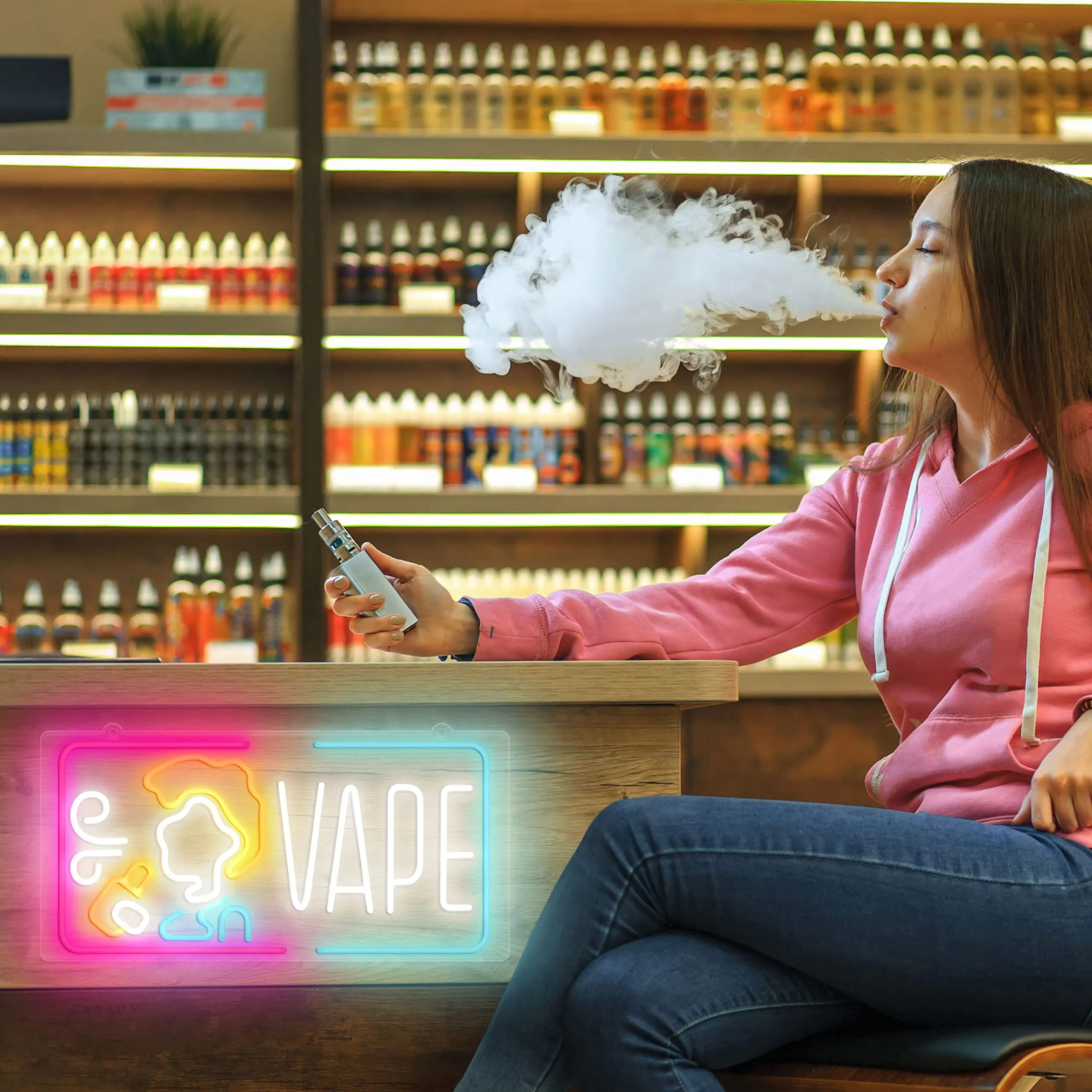 Vape Neon Sign Dimmable Smoke  - Vaping Store のレビューと価格